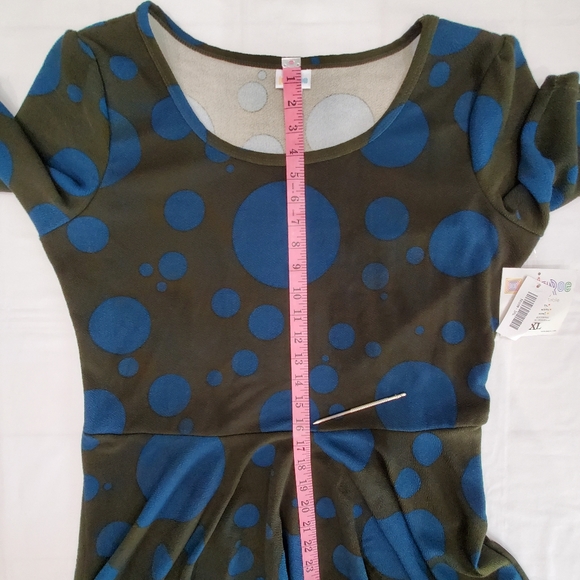 LuLaRoe Nicole Women's Fit & Flare Dress Green Blue Circle Design Size 3XL  NWT - Picture 6 of 11